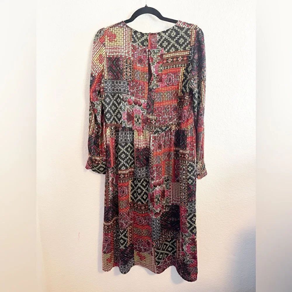 Zara Floral Cottage Core Boho Prairie patchwork Midi Dress. M - Picture 4 of 7